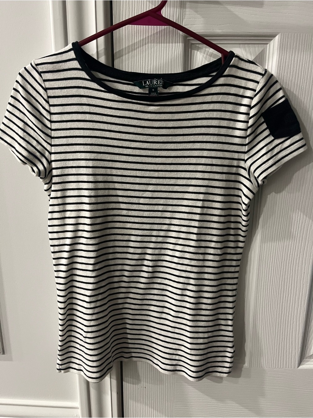 Ralph Lauren Black and White Striped Short Sleeve Tee